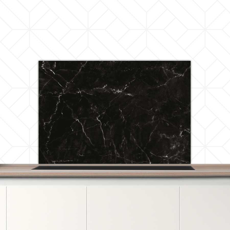 Spatscherm - Marmer Zwart