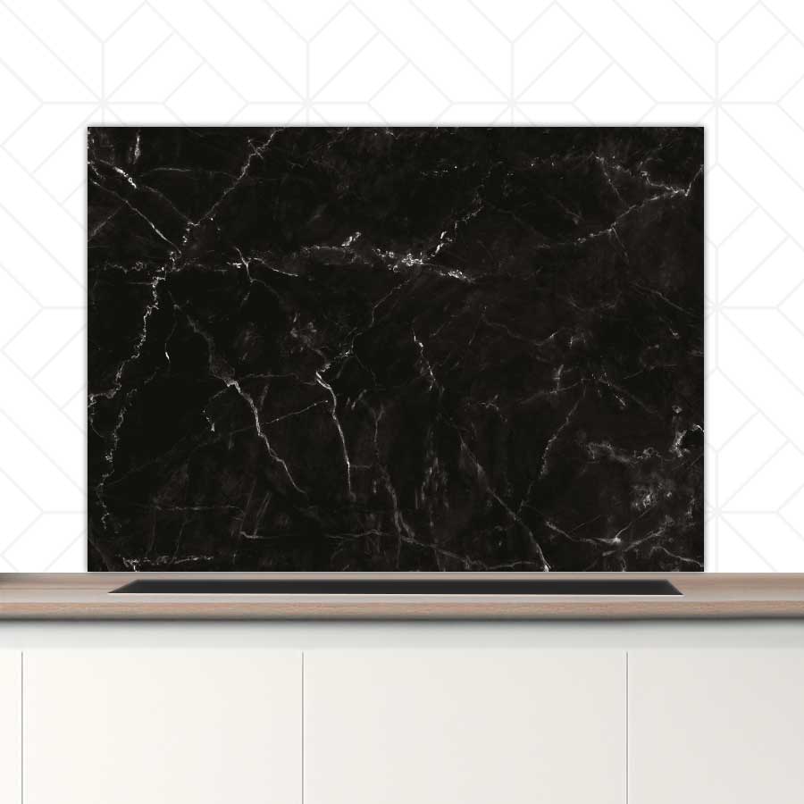 Spatscherm - Marmer Zwart