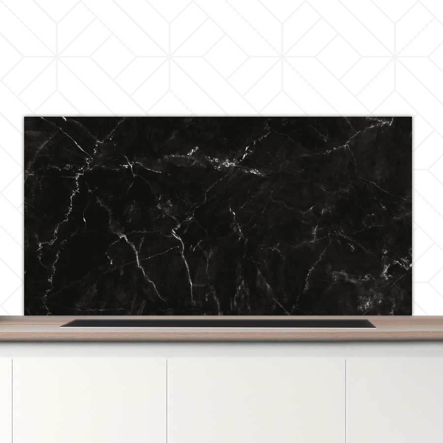 Spatscherm - Marmer Zwart