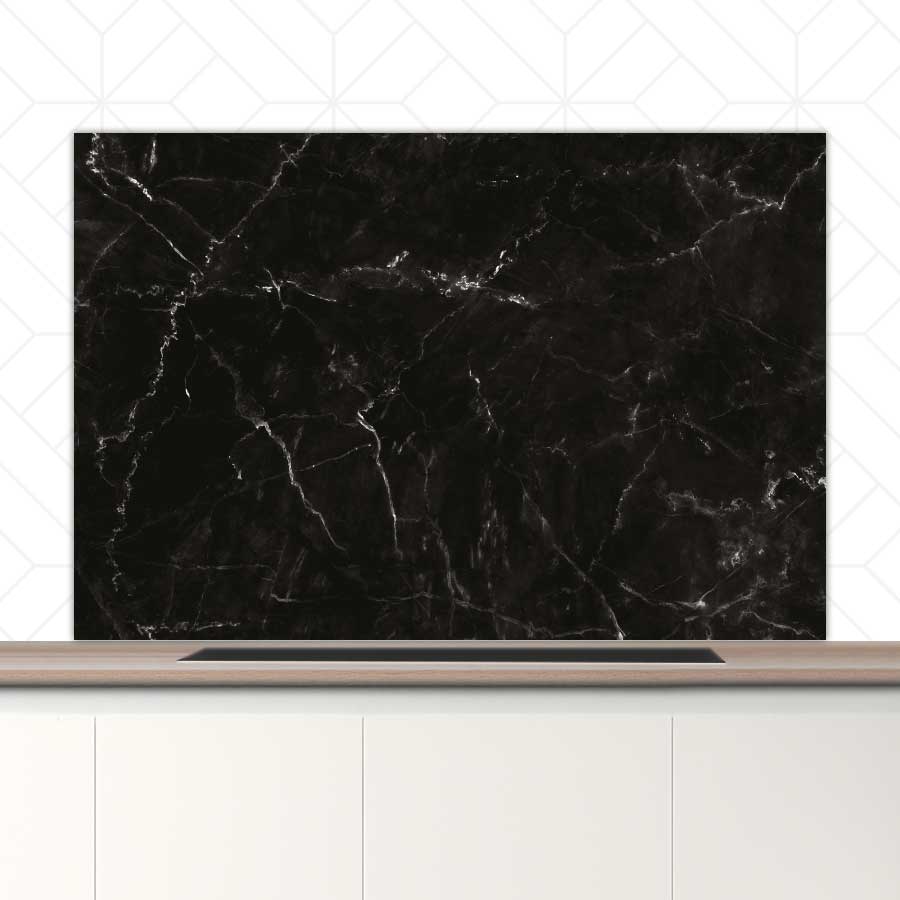 Spatscherm - Marmer Zwart