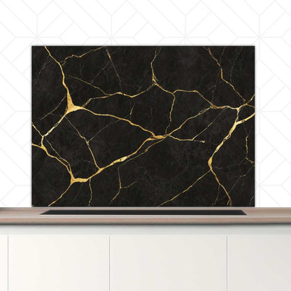 Spatscherm - Marmer Zwart-Goud