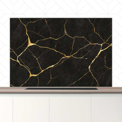Spatscherm - Marmer Zwart-Goud