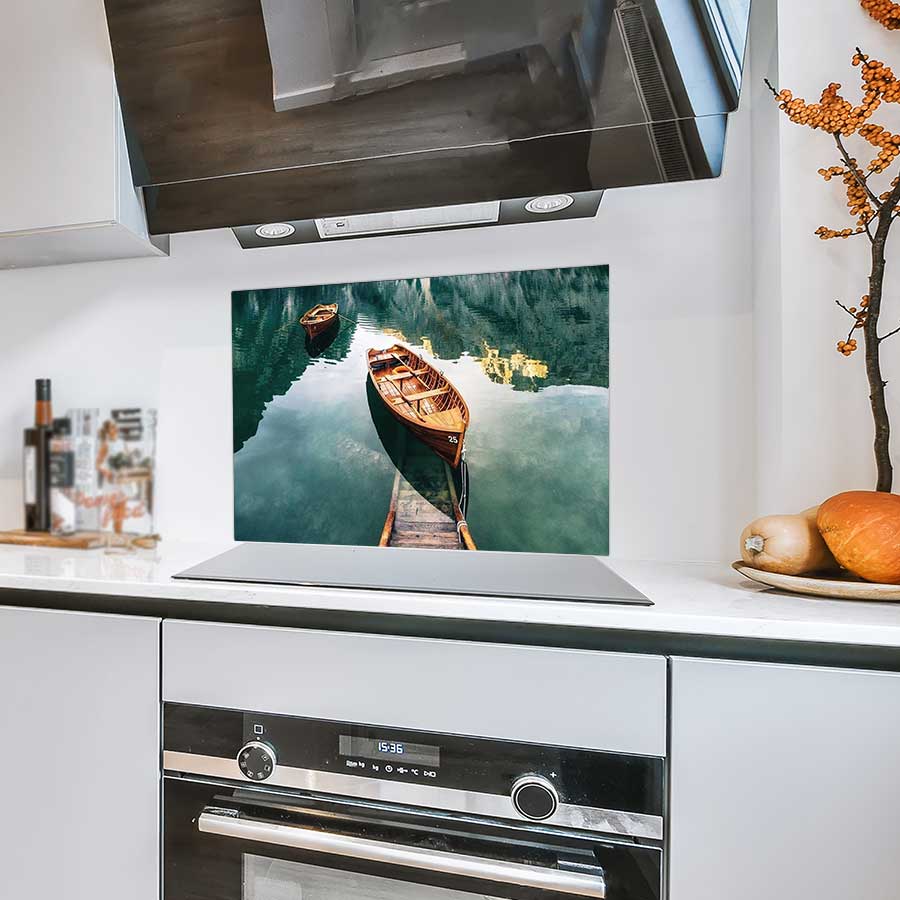 Spatscherm - Boten op een meer