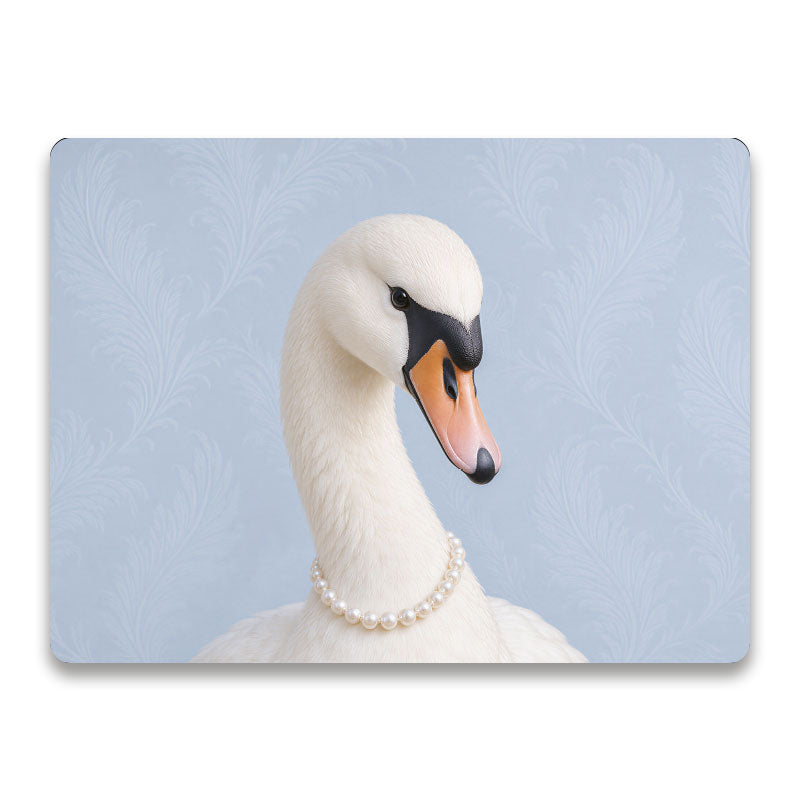 Luxe placemat met witte zwaan The Belle en parelketting