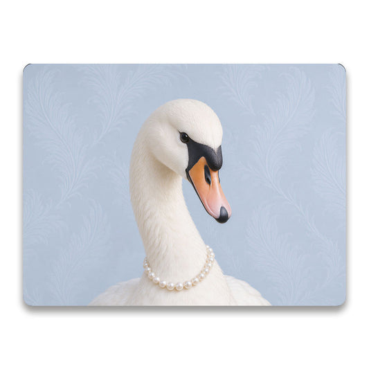 Luxe placemat met witte zwaan The Belle en parelketting