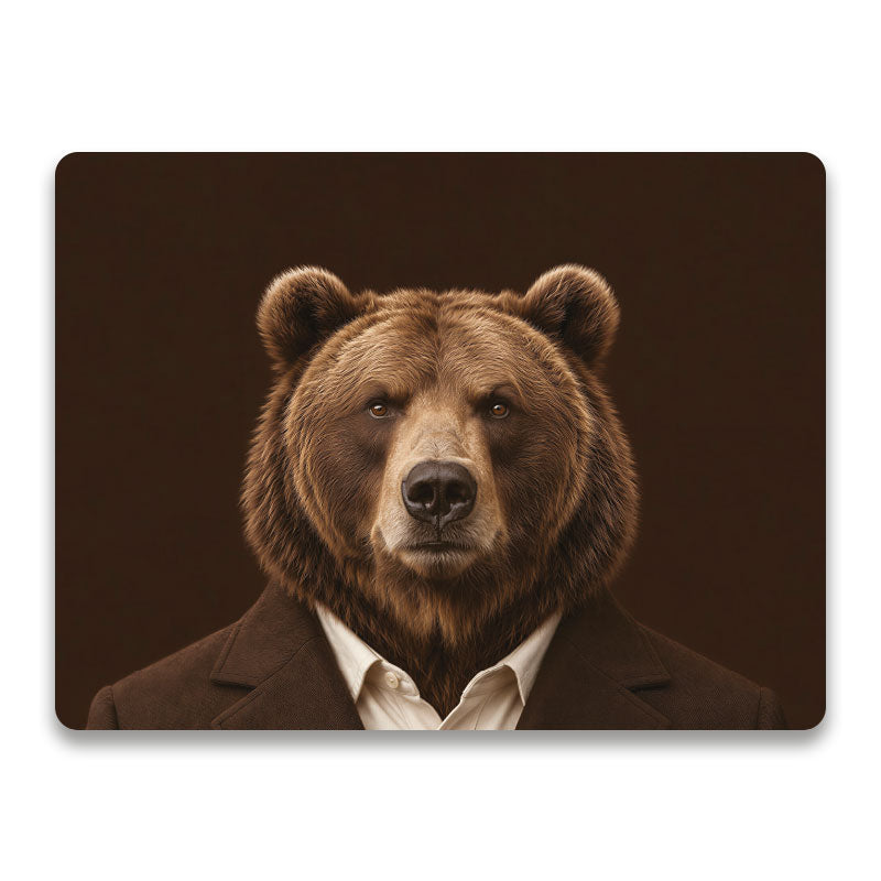 Luxe placemat met bruine beer The Chairman