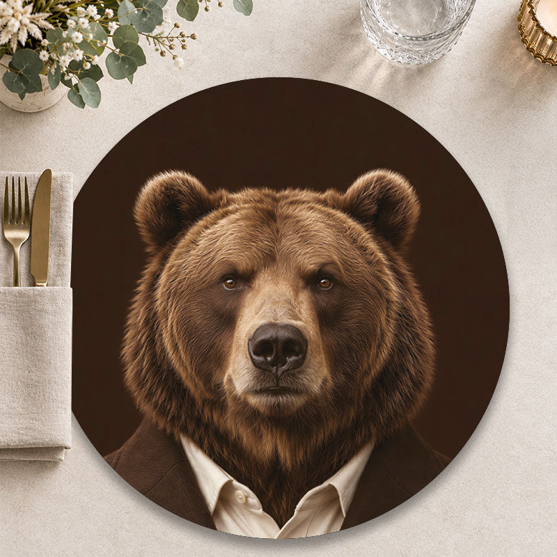 The Chairman bruine beer - Ronde placemat voor een sfeervolle tafelpresentatie - Kookio