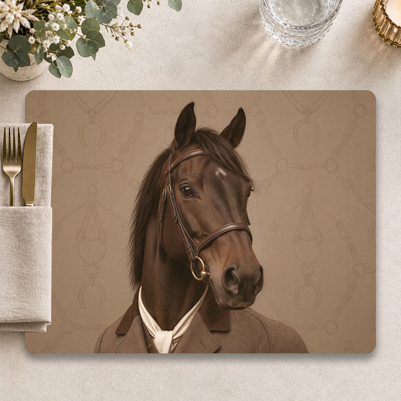 Paarden placemat The Equestrian op een sfeervol gedekte tafel