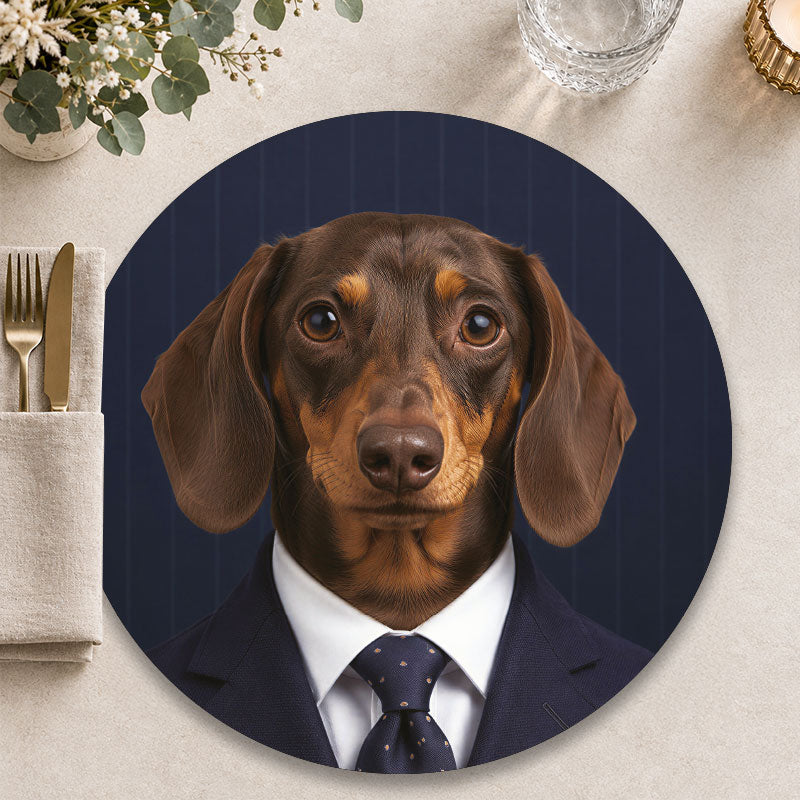 The Gentleman Teckel - Ronde placemat voor een sfeervolle tafelpresentatie - Kookio
