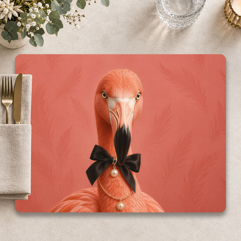 Flamingo placemat The Icon op een sfeervol gedekte tafel