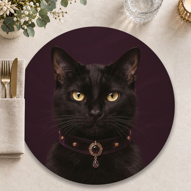 The Maverick zwarte kat - Ronde placemat voor een sfeervolle tafelpresentatie - Kookio