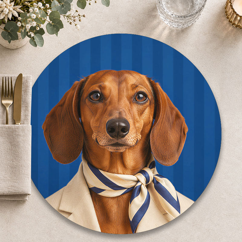 The Riviera Boy teckel - Ronde placemat voor een mediterrane en moderen tafelpresentatie - Kookio