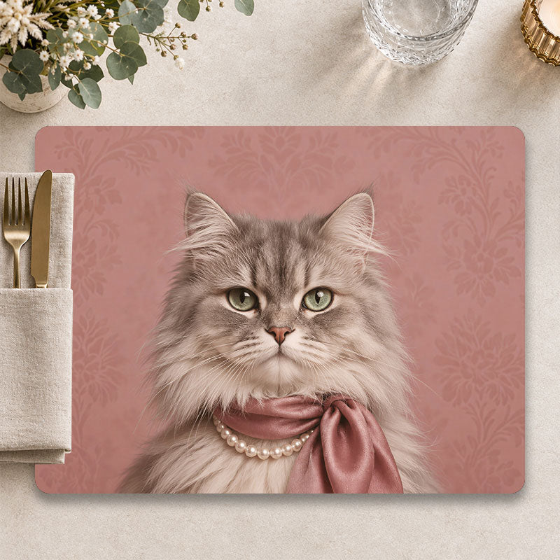 Katten placemat The Socialite op een stijlvol gedekte tafel