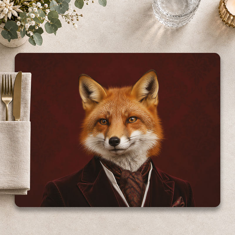 Rode vos placemat The Sophisticate in een stijlvolle tafelpresentatie