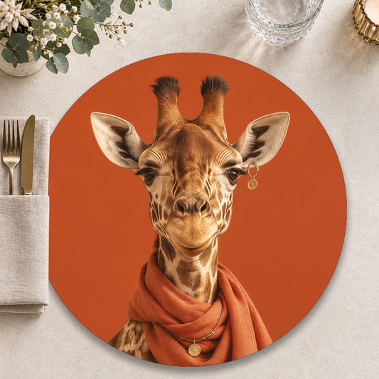 The Traveller giraffe - Ronde placemat voor een zomerse en moderen tafelpresentatie - Kookio