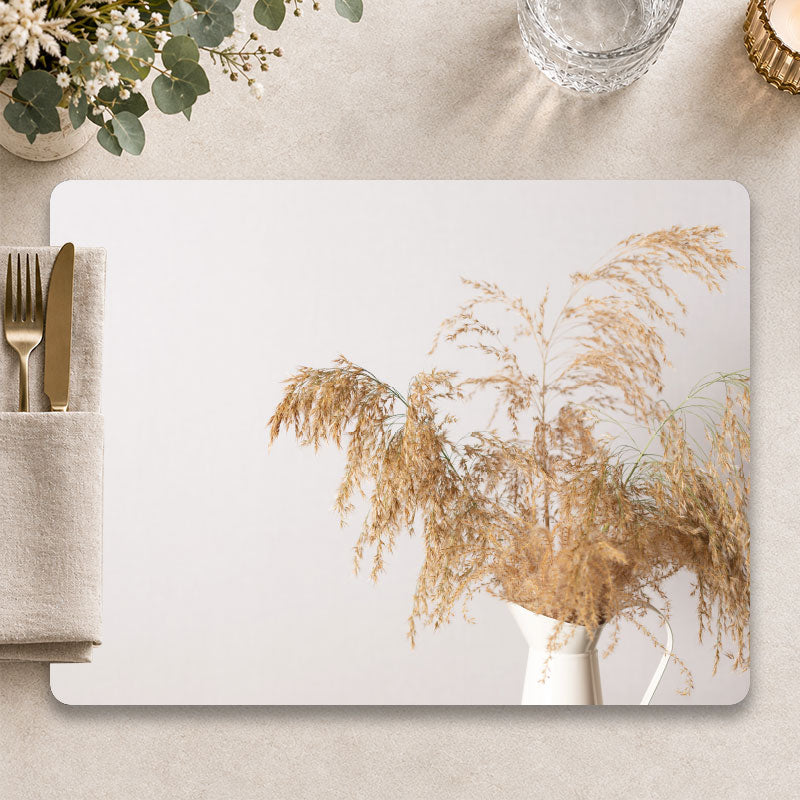 Calm beige - Luxe droogbloemen placemat voor een moderne tafelpresentatie - Kookio