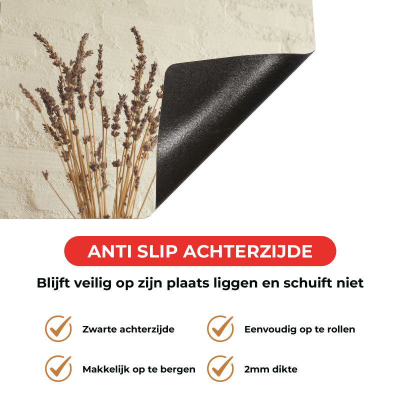 Inductie beschermer - Droogbloemen Rustiek Beige