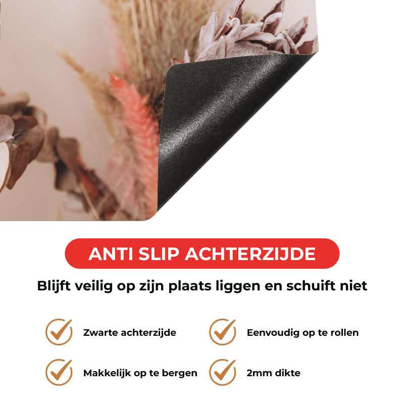 Inductie beschermer - Droogbloemen Zacht Beige