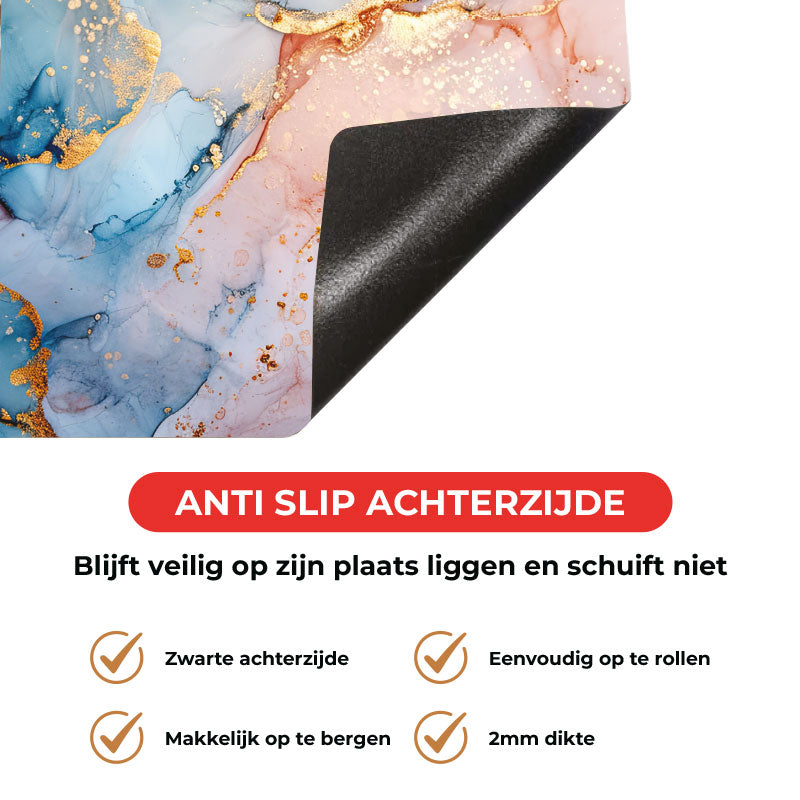 Inductie beschermer - Marmer Blauw-Roze