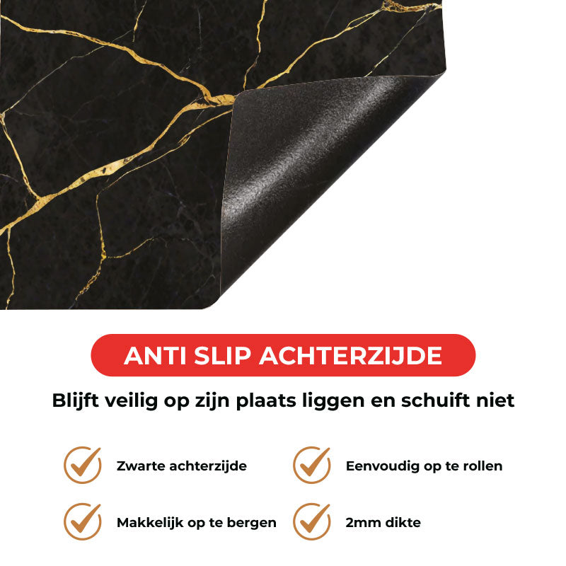 Inductie beschermer - Marmer Zwart-Goud