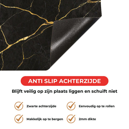 Inductie beschermer - Marmer Zwart-Goud