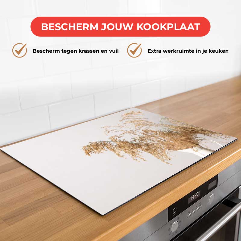 Inductie beschermer - Droogbloemen Calm Beige