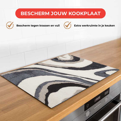 Inductie beschermer - Japandi Blauwe swirl