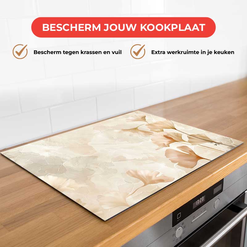 Inductie beschermer - Japandi Bloemen