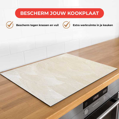 Inductie beschermer - Japandi Gestreken beige