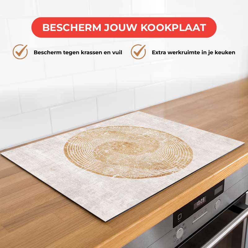 Inductie beschermer - Japandi Gouden spiraal