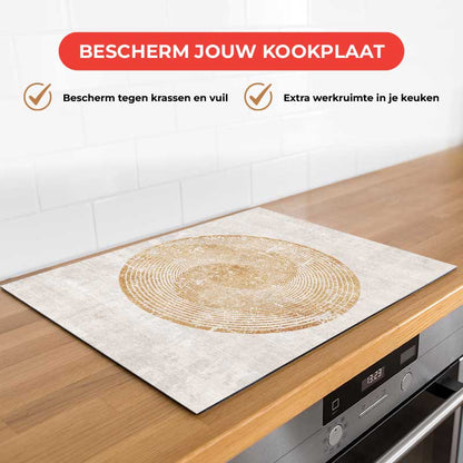 Inductie beschermer - Japandi Gouden spiraal