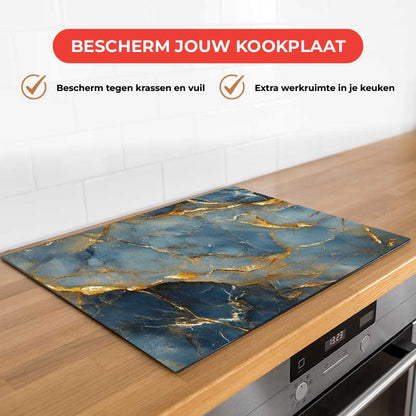 Inductie beschermer - Marmer Blauw-Goud