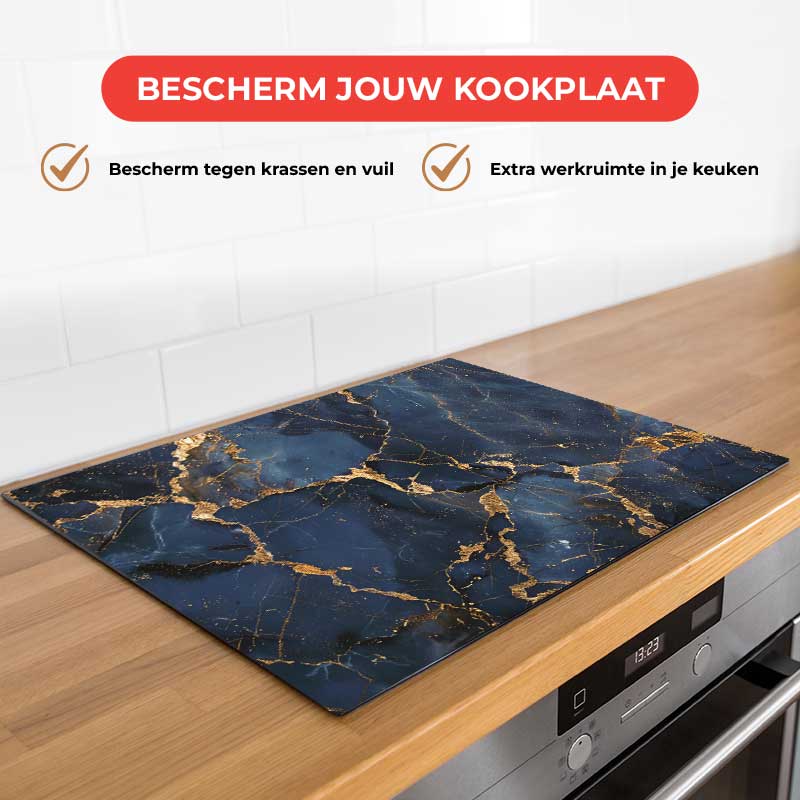 Inductie beschermer - Marmer Donker Blauw