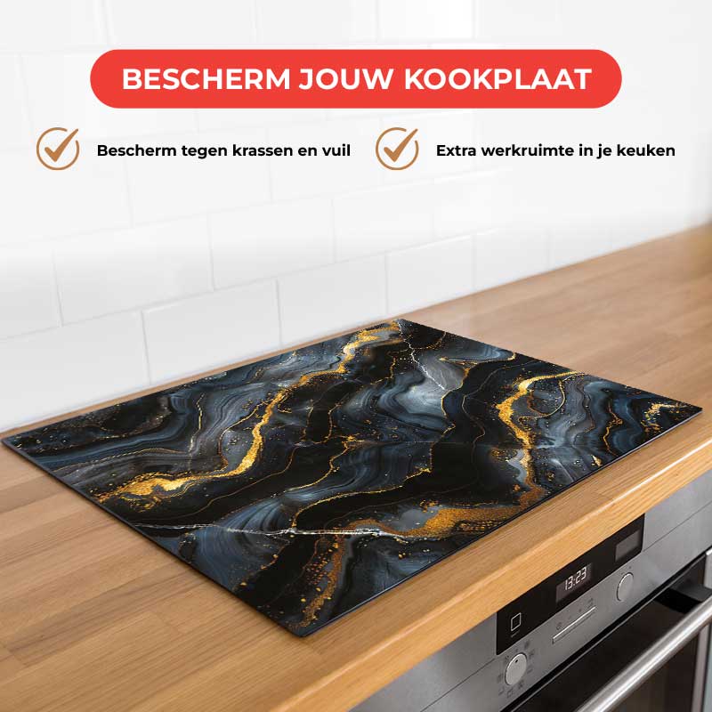 Inductie beschermer - Marmer Intens Zwart