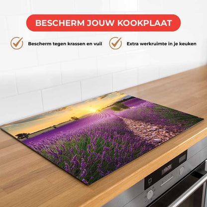 Inductie beschermer - Lavendel veld zonsondergang