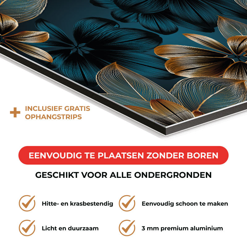 Spatscherm - Gouden bloemen