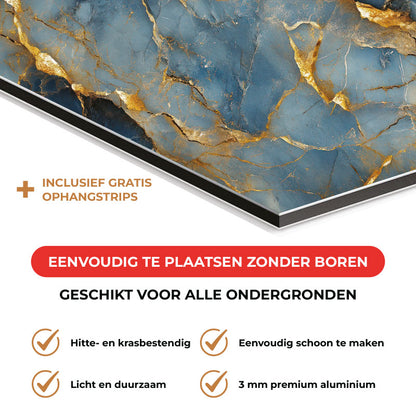 Spatscherm - Marmer Blauw-Goud