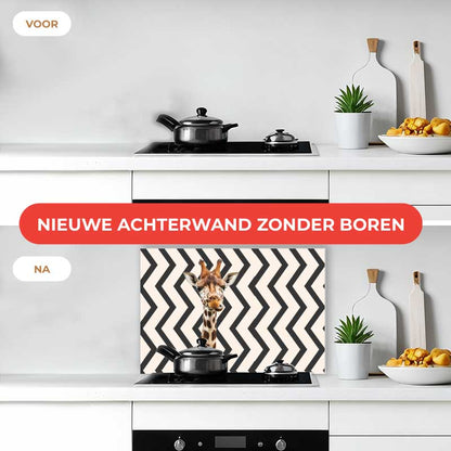 Spatscherm - Funny giraf zigzag
