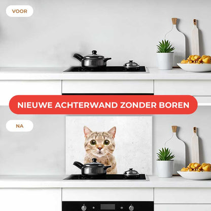 Spatscherm - Funny kat beton