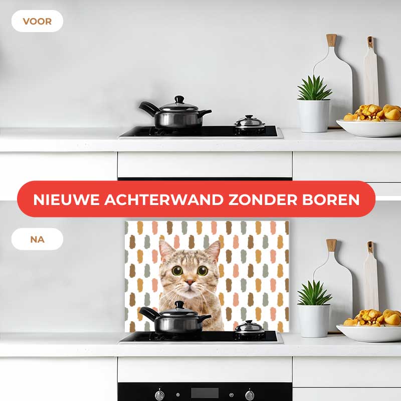 Spatscherm - Funny kat vlekken