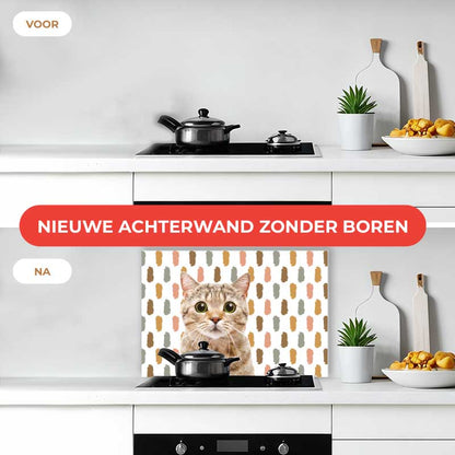 Spatscherm - Funny kat vlekken