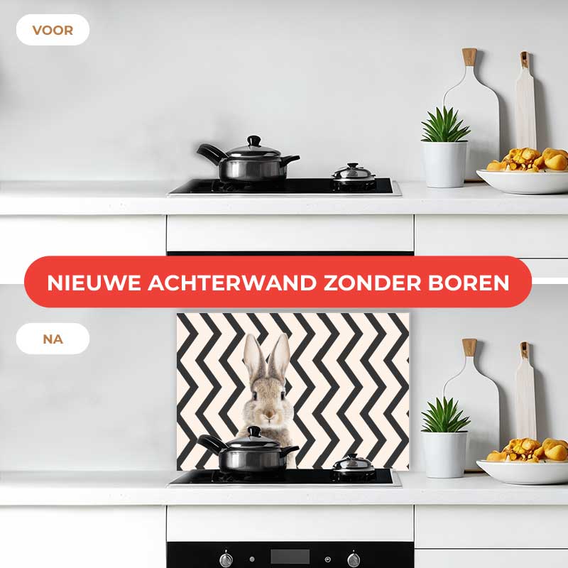 Spatscherm - Funny konijn zigzag