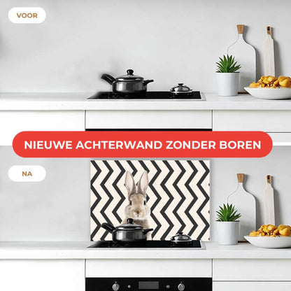 Spatscherm - Funny konijn zigzag