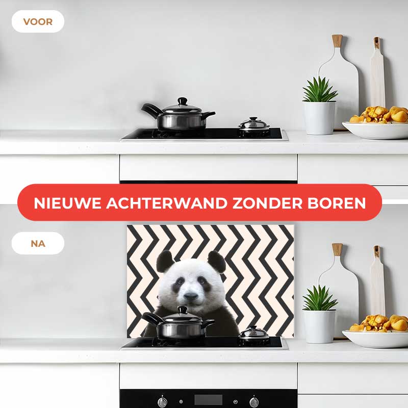 Spatscherm - Funny panda zigzag