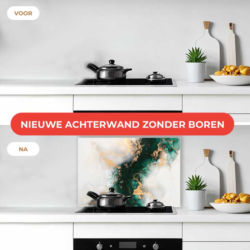 Spatscherm - Marmer Groen-Goud