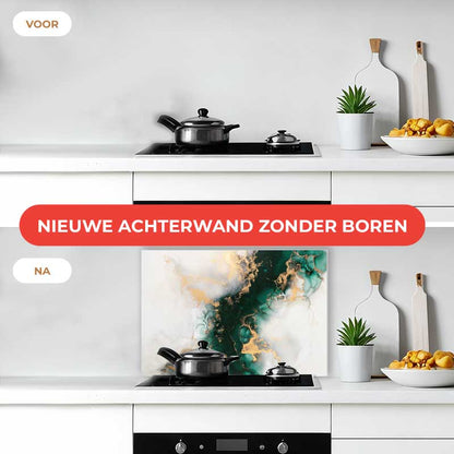 Spatscherm - Marmer Groen-Goud