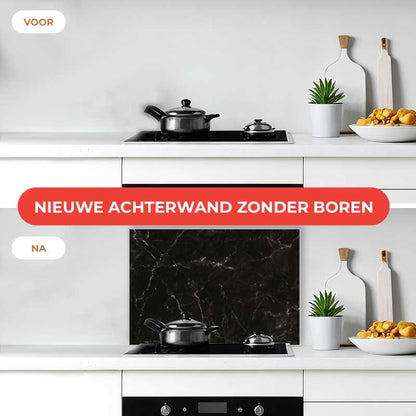 Spatscherm - Marmer Zwart