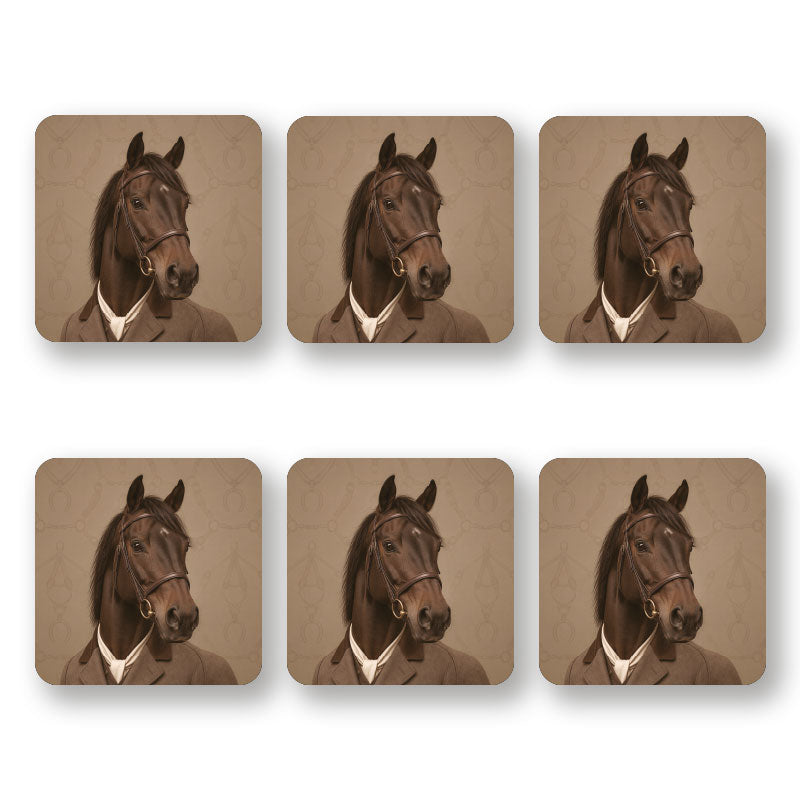 Set van 6 The Equestrian paarden onderzetters van Kookio Club