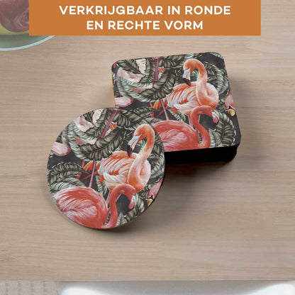 Onderzetter - Tropische flamingo’s
