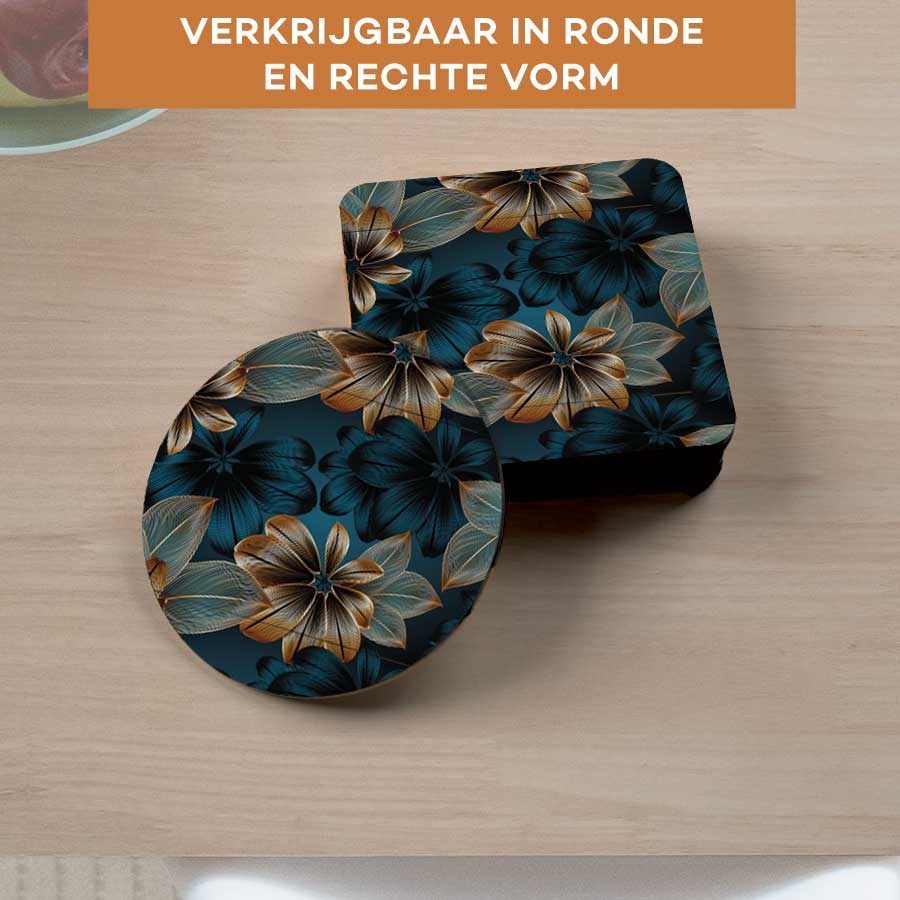 Onderzetter - Gouden bloemen